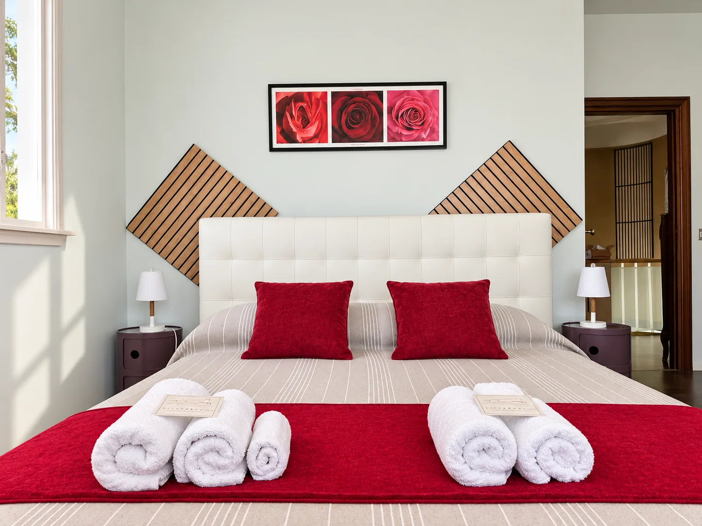 Bedroom with rose painting