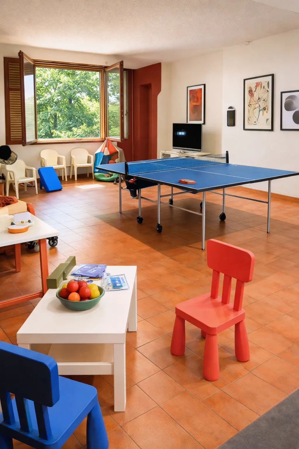 Table tennis in the games room